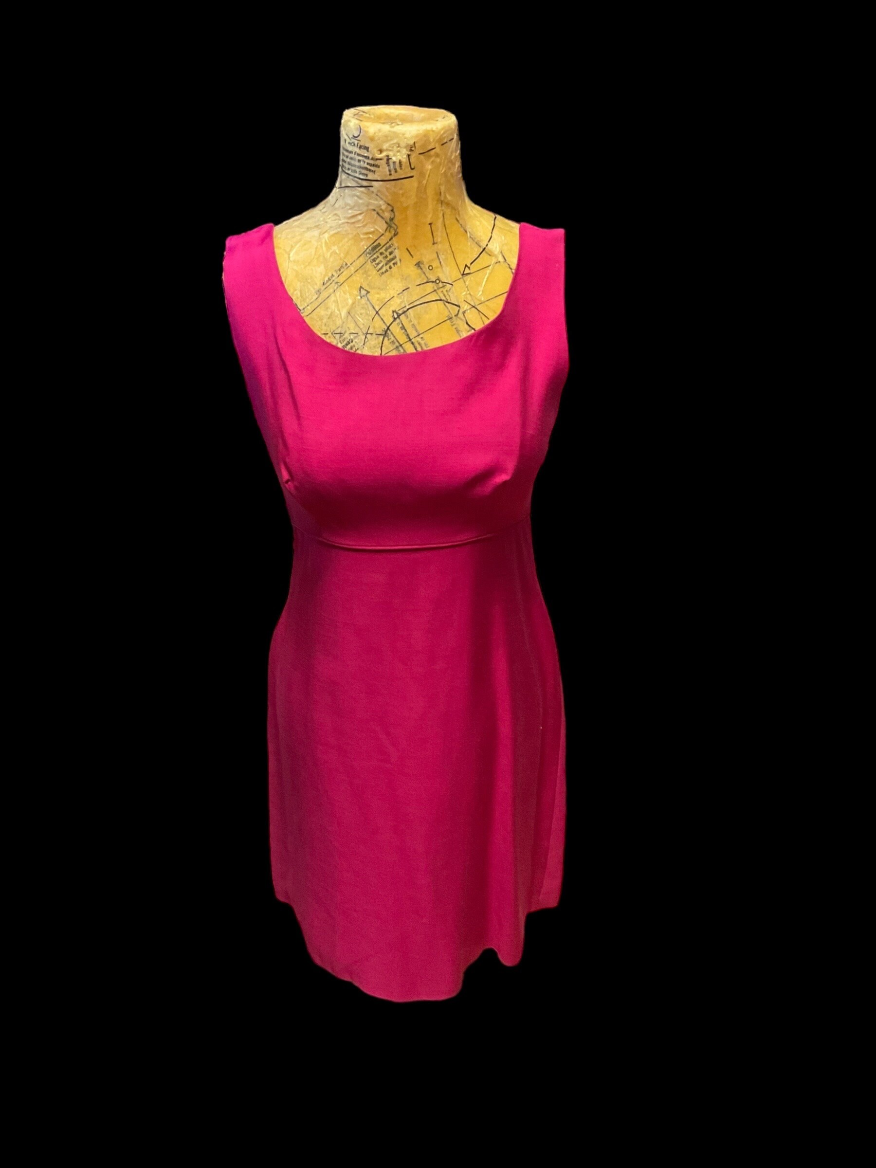 hot pink wiggle dress 80s Vintage Hot Pink Wiggle Dress