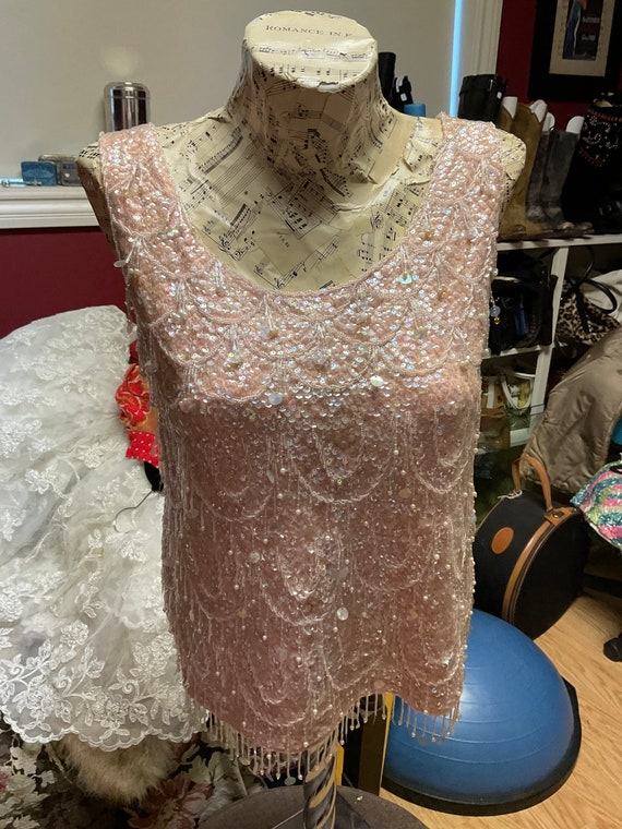 50s Pink beaded shell