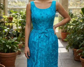Blue Brocade Evening Dress