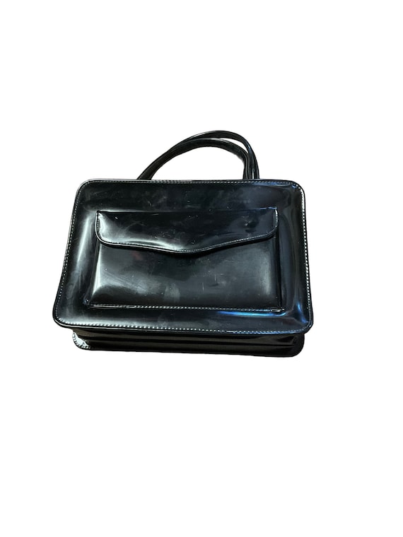 Vintage Verdi Black Patent Leather Handbag - image 1