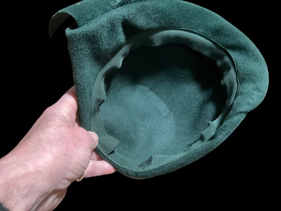 Green Wool Hat with Rhinestone Embellishments - image 5