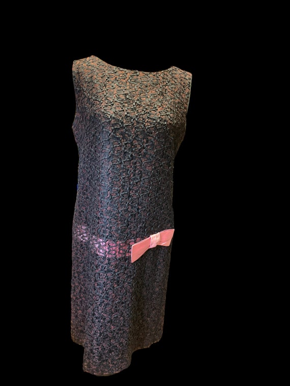 Black and Pink Drop Waist Ribbon Dress - image 1