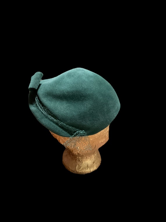 Green Wool Hat with Rhinestone Embellishments - image 2