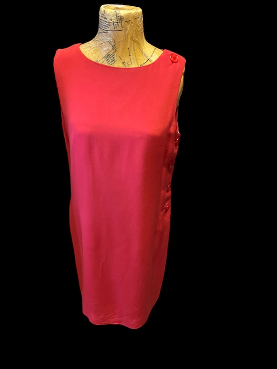 I Magnin Red Silk Sheath