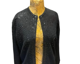 Black Beaded Cardigan