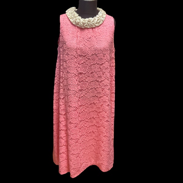 Pink Lace A-Line Dress
