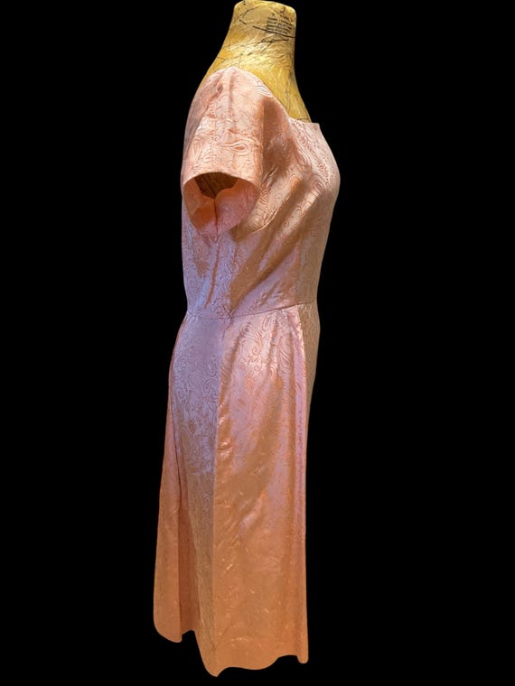 Salmon Brocade Wiggle Dress - image 3