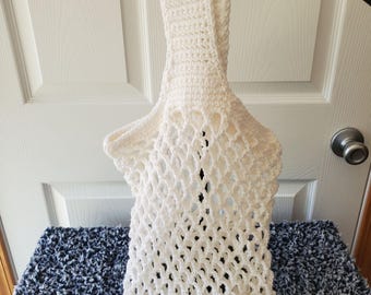 Bolso de mercado de ganchillo, bolso de malla boho blanco, bolsa de la compra reutilizable y ecológica, bolso de playa de verano, bolso de hombro de malla acrílica, bolso para el mercado de agricultores