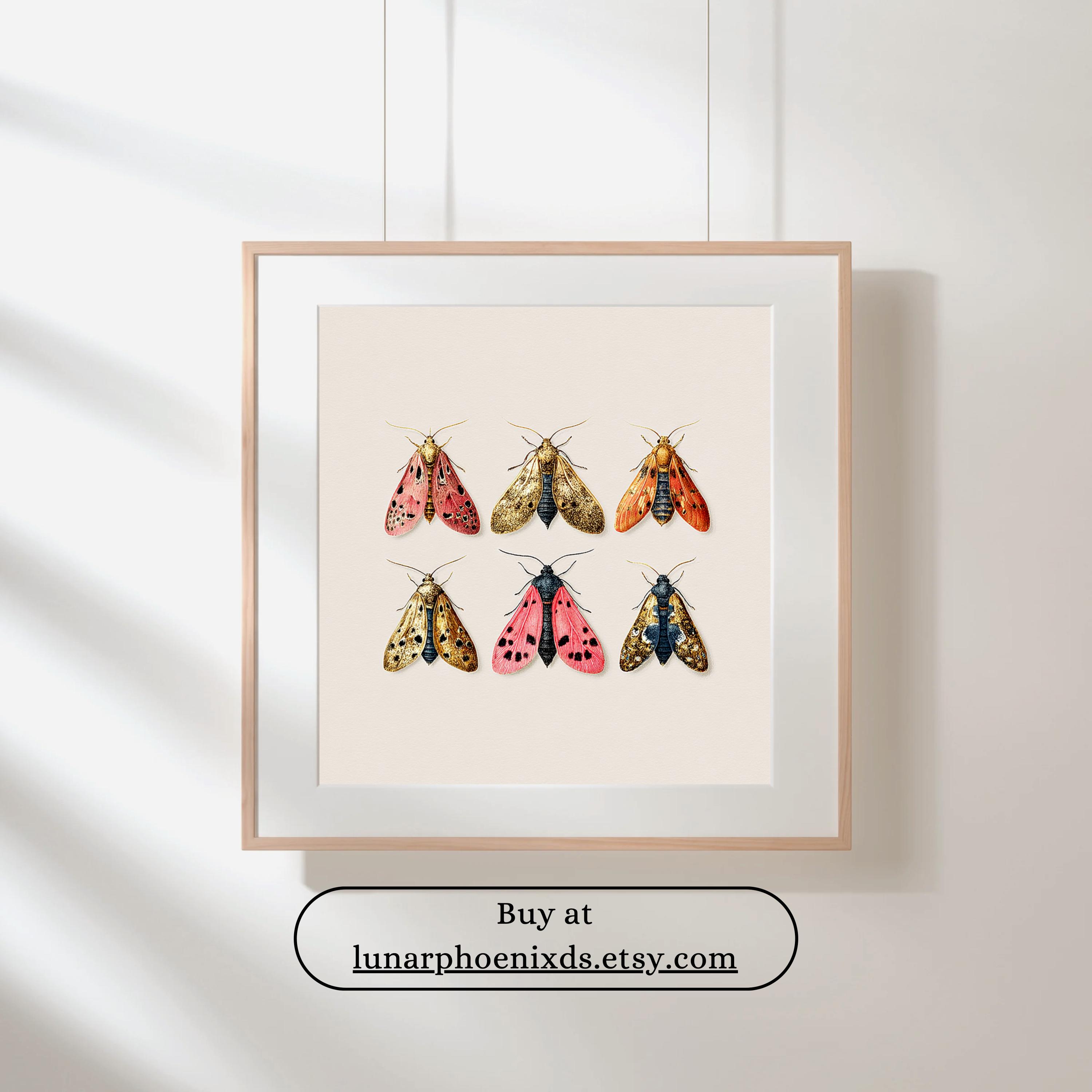 Vintage Moths Illustration Print • Romantic Wall Art • Antique Style ...