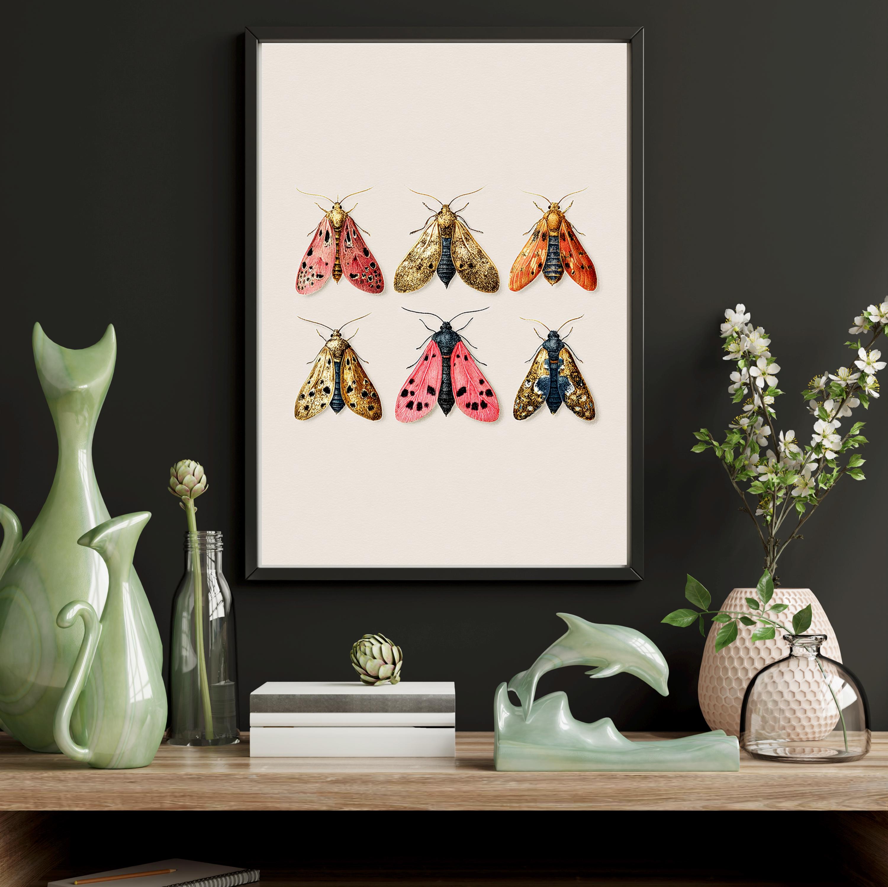 Vintage Moths Illustration Print • Romantic Wall Art • Antique Style ...