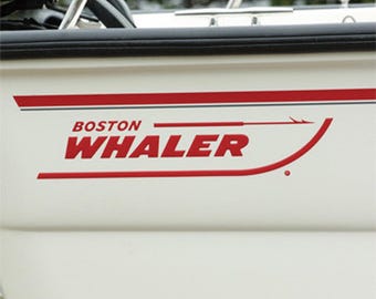 2 calcomanías del Boston Whaler para el casco del barco. Disponibles en varios tamaños.