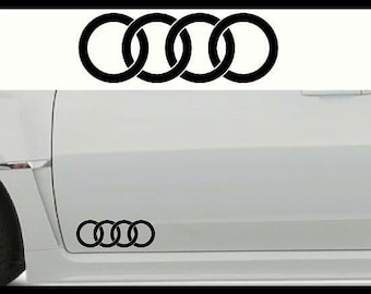 2x Audi rings decals- sticker set. Multiple sizes available.