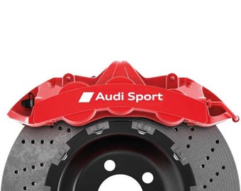 8x Audi sport decals stickers for brake calipers emblem red WHITE PREMIUM a4 a6 tt q7 q8