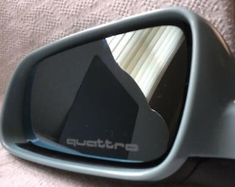 2x Audi quattro decals stickers for side mirrors, 80mm long.