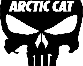 2x Punisher Arctic Cat decals / stickers set for helmet or any flat surface.