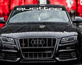 1x Quattro windshield decal- sticker for front window, compatible for Audi. Fits all models.