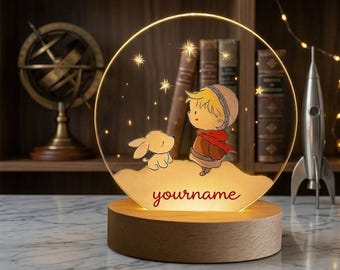 Custom Boy Bunny LED Lamp Personalized Name Kids Night Light