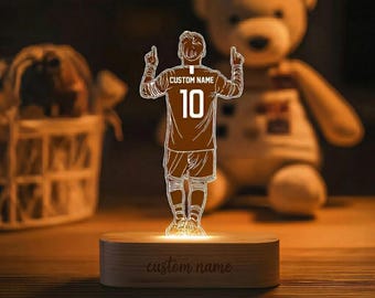Custom Soccer Player LED Lamp Personalized Name Night Light