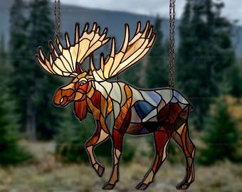 Moose Suncatcher, Acrylic Moose Window Hanging Cabin Decor