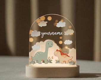 Custom Dinosaur Night Light Personalized Name Baby Dino Lamp