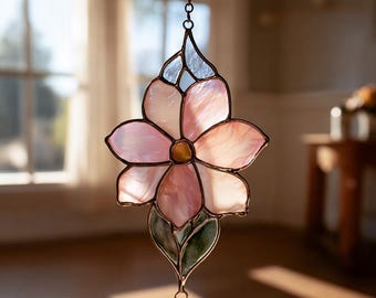 Pink Flower Suncatcher Floral Window Hanging Flower Decor Gift
