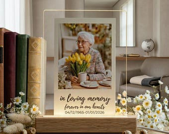 Personalized Memorial Photo LED Lamp Sympathy Gift Remembrance Light