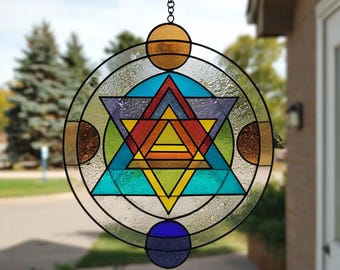 Sacred Geometry Merkaba Suncatcher Spiritual Window Hanging Meditation Decor Gift