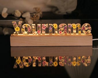 Custom Name Flower Lamp Personalized Floral Name LED Light
