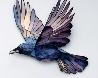 Crow Acrylic Suncatcher Raven Bird Window Hanging Gothic Nature Decor Gift