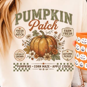 Halloween Pumpkin Patch PNG, Vintage Halloween Shirt Design, Spooky Pumpkin Farm Sublimation, Retro Autumn Harvest Graphic