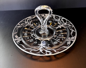 Plato de servir de cristal con revestimiento de plata