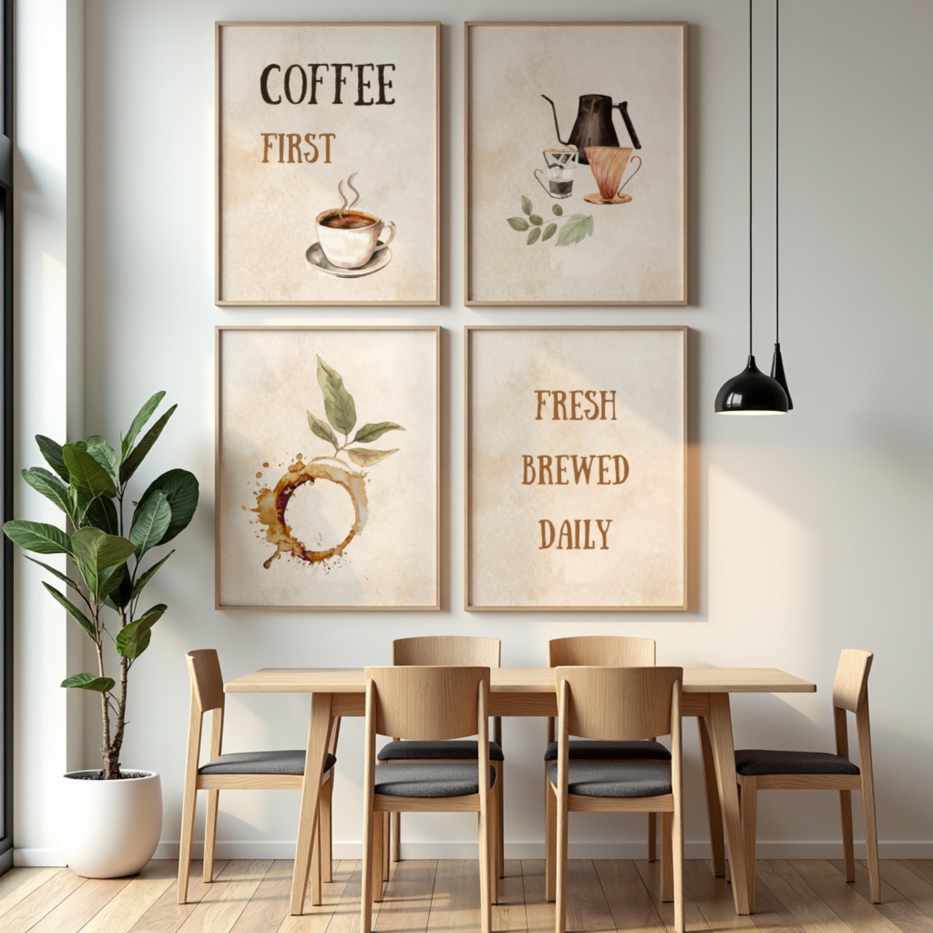 set of 6 kitchen prints coffee print set kitchen art... Vintage Coffee Wall Art Bundle Farmhouse Kitchen Prints Cafe Decor ...