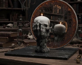 Silicone Mold — Skeleton Hand Holding Skull | Candle & Casting Mold