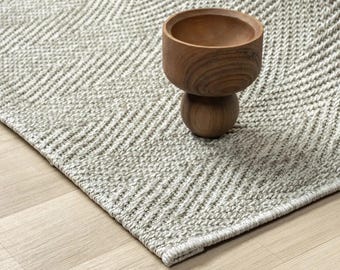 Modern Gray Area Rug – Washable Cotton-Polyester, Pet-Friendly
