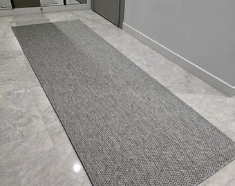 Minimalist Geometric Rug Runner – Washable, Thick, Natural Fiber
