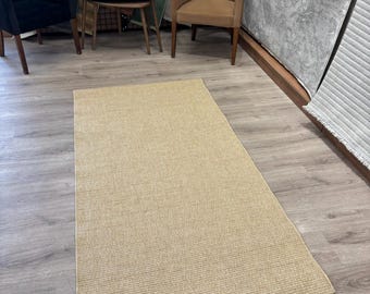 Sisal-Style Geometric Rug – Thick Washable Pet-Friendly Runner