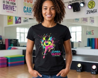 Camiseta de baile de algodón Zumba Queen Neon