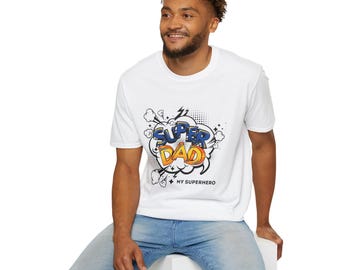 Súper papá, mi superhéroe. Camiseta de regalo para el Día del Padre en diferentes colores.