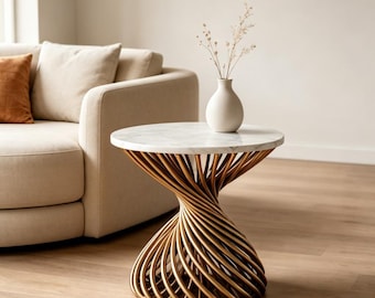 Organischer moderner Couchtisch, skulpturaler Massivholz-Mitteltisch, einzigartiger Walnuss-Kaffeetisch für kunstvolle Wohnzimmerdekoration