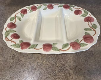 Vintage Franciscan Apple Large 17" 3 Divided Serving Dish Platter Portugal EUC