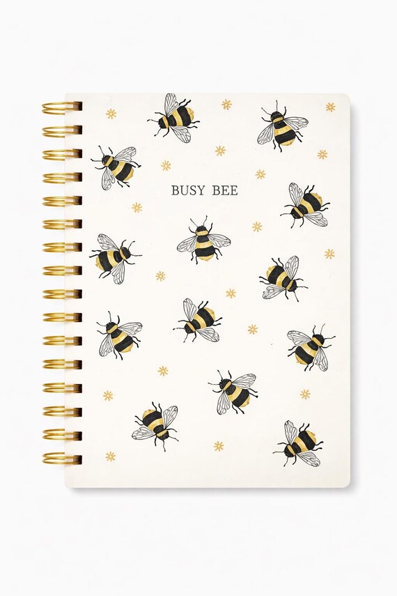 Bee Spiral Notebook A5 | Cute Bee Journal | Busy Bee Notebook | Gift for Her | Back to School Stationery