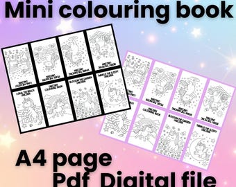 Unicorn Mini Coloring Book – A4 Printable Activity (PDF Pattern)