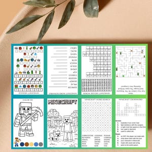 Minecraft Theme Activity Mini Book for Kids | Printable Foldable A4 | Instant Download