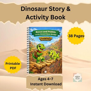 Libro di storie e attività sui dinosauri PDF stampabile A4 A5 Età 4–7