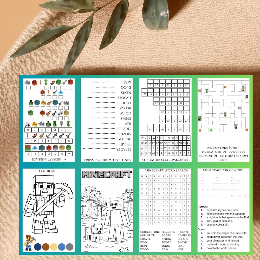 Minecraft Theme Activity Mini Book for Kids | Printable Foldable A4 ...