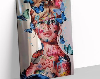 Brigitte Bardot Pop Art Graffiti Canvas Print