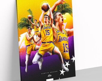 Póster de la NBA de Austin Reaves de Los Angeles Lakers, baloncesto, deportes, lienzo, decoración del hogar