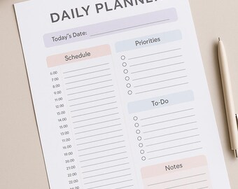 Druckbares digitales Notizbuch – herunterladbarer PDF-Tagesplaner – Organisation & Produktivität