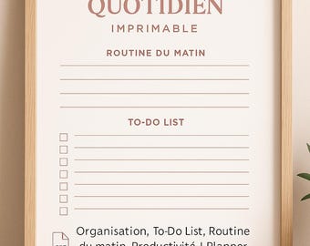 Printable Daily Planner | PDF French | Organization, To-Do List, Morning Routine, Productivity | A4/Letter Planner