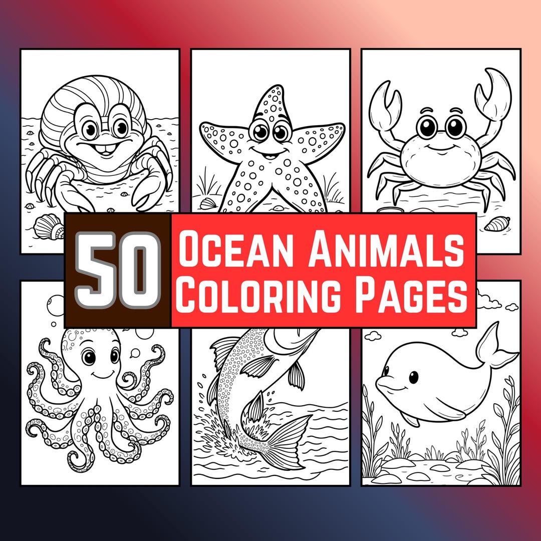 50 Cute Ocean Animals Coloring Pages | Kids & Adults | Printable PDF - Etsy